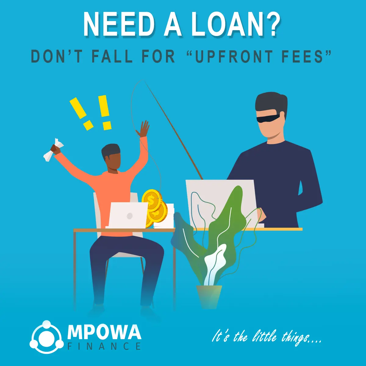 Warning sign representing upfront fee loan scam targeting vulnerable South Africans