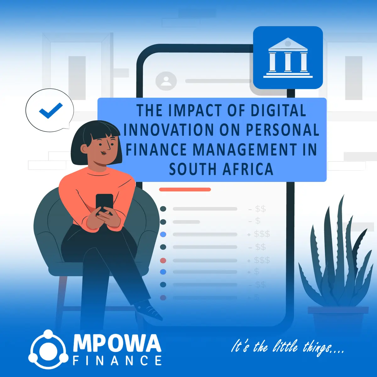 South African using mobile banking app to manage personal finances