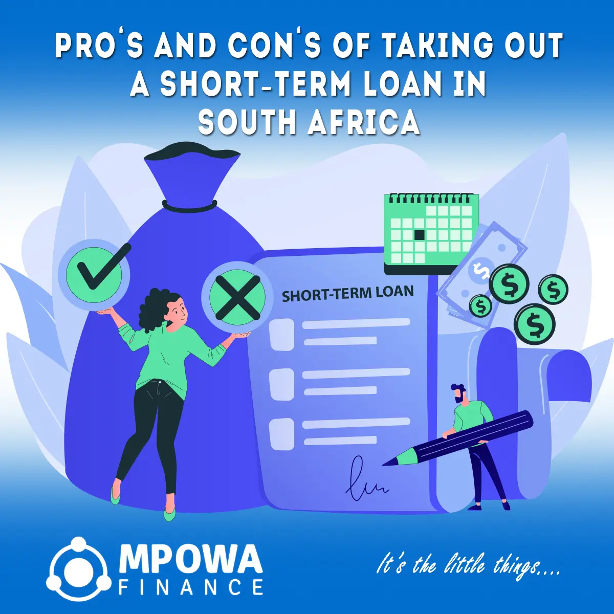 South African carefully weighing pros and cons of a short-term loan decision